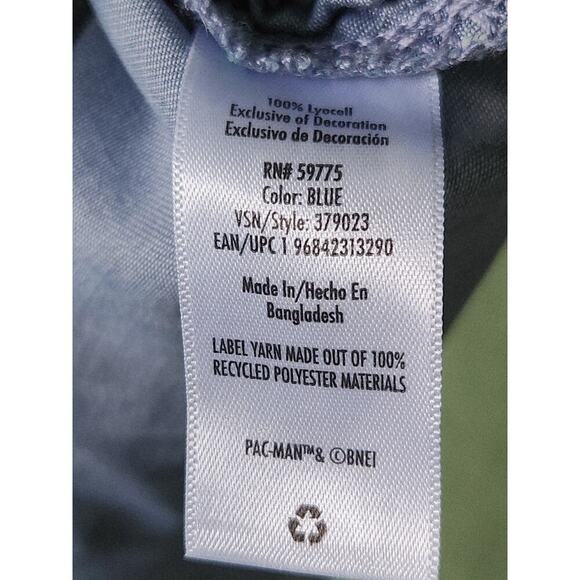 Justice Girls Pac Man Denim Top Juniors Sz M Blue Snap Short Sleeve Ghost Gang - Picture 3 of 8